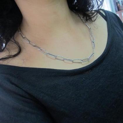 Unisex recycled silver handmade lin..