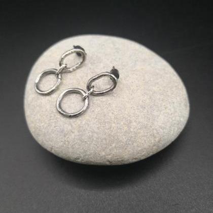 Chain Raw Minimalist Circle Earrings Wabi Sabi..