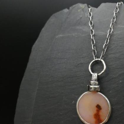 Natural Pink Agate Gemstone Necklace, Poetic,..