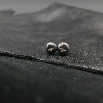 Silver Studs earrings Minimalist Cu..