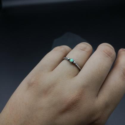 Simple Dainty 3mm Opal Stacking Ring Handmade..
