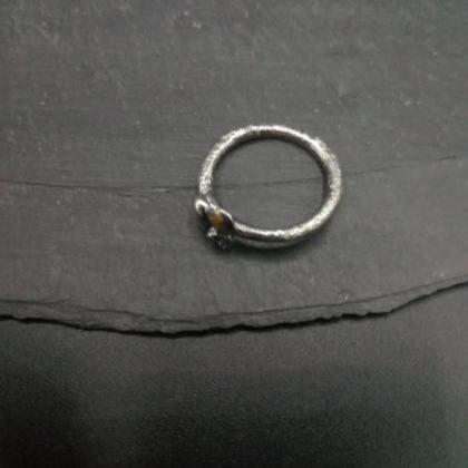 Rustic Jewelry Silver And 24k Gold Stacking Ring..