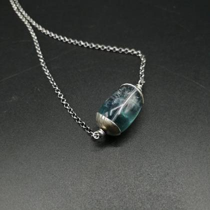 Beautiful Light Blue Fluorite And Sterling Silver..