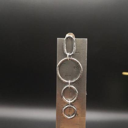 Monochromatic Long Circle Chain Earrings Handmade..