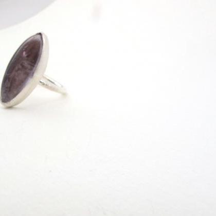 Amethyst And Sterling Silver Ring.