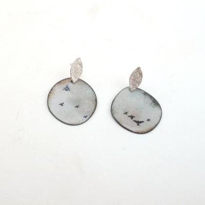 Earrings 158-159/365 -sterling Silver And Enamel..