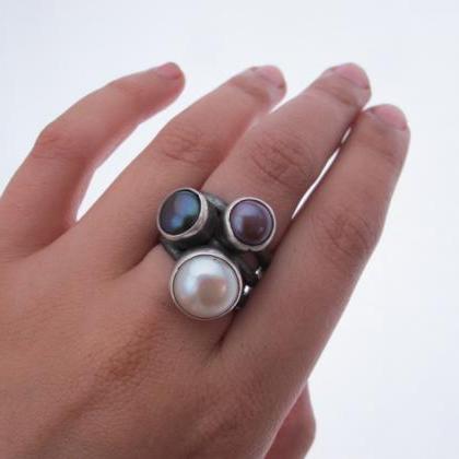 Stacking Ring- Sterling Silver And Freshwater..