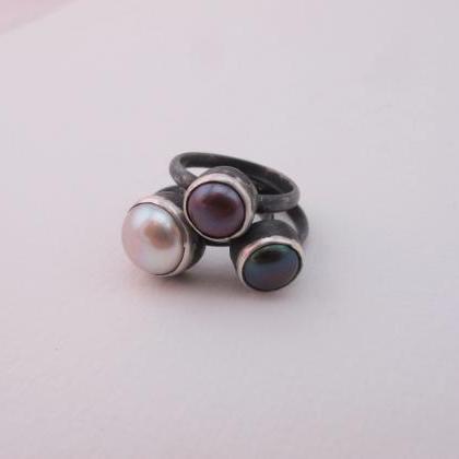 Stacking Ring- Sterling Silver And Freshwater..