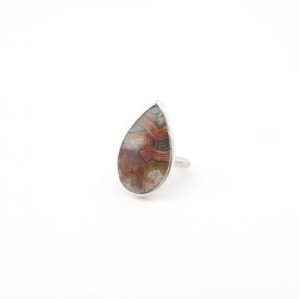 Crazy Lace Agate And Sterling Silver Ring.