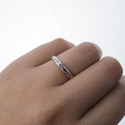 Stacking Ring- Sterling Silver And Cubic Zircon