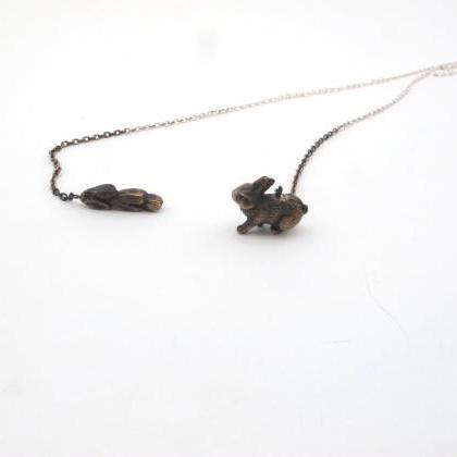 Duo -sterling Silver And Brass, Little Rabbit Toy..