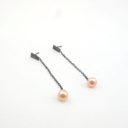 Organico-pink Pearl And Sterling Silver Dangle..