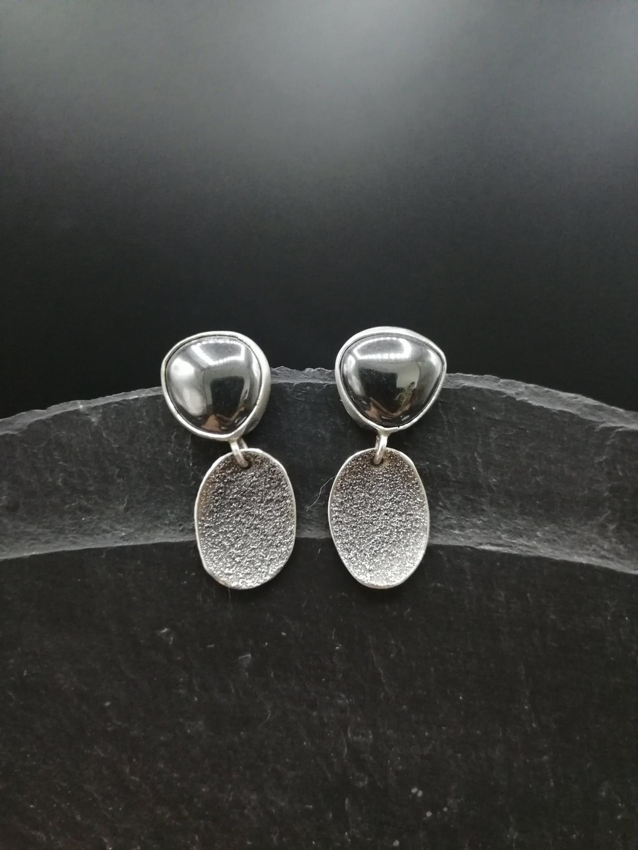 Small Hematite Minimalist Earrings, Edgy Earrings, Sellers Design Folk Dainty, Rustic Wedding Zen Gift Mindful Gifts, Wife Daughter Mom