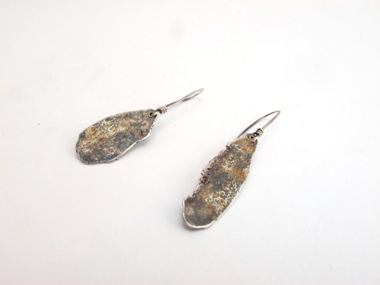 Earrings 144,145/365 -single Mossy Earrings Sterling Silver Enamel And Cubic Zircon- Ead2015