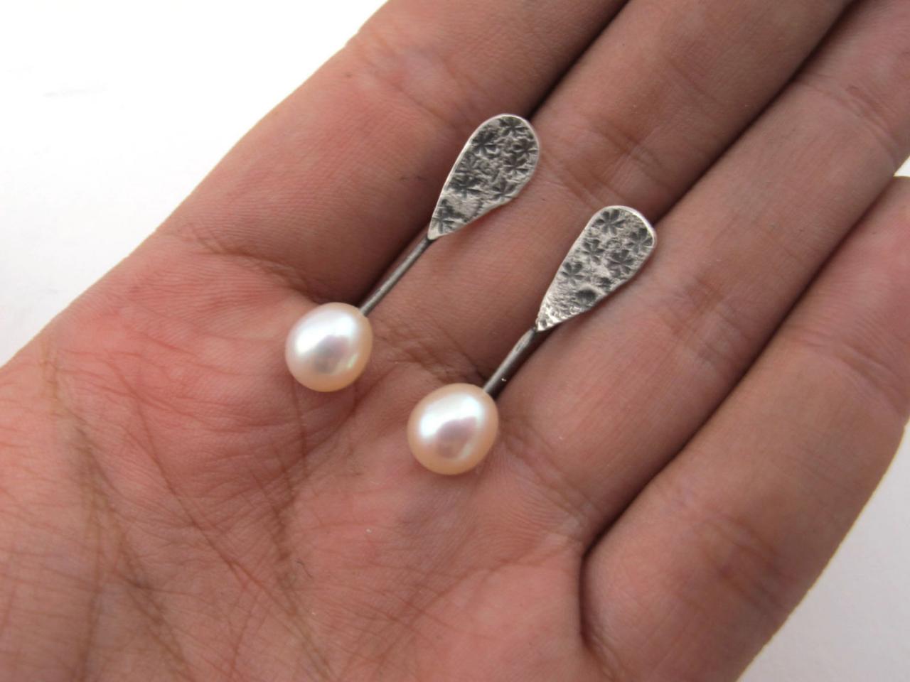 Impressions Sterling Silver And Freshwater Pearl Earrings ( Post Earrings )