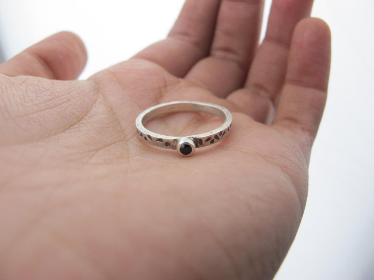 Stacking Ring- Sterling Silver And Sapphire