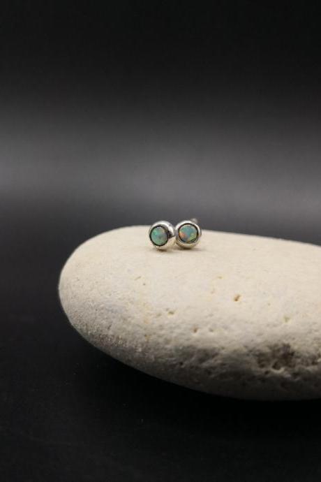 Delicate White Opal Studs, Dainty Minimalist Gemstone Stud Earrings, Simple 3mm Tiny Multiple Piercings Earrings, Everyday Wear For Her, Zen